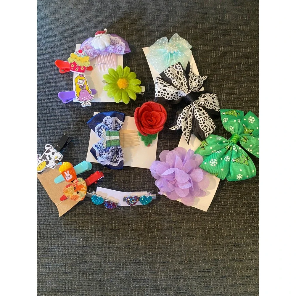Unbranded‎ Hair Clip Accessory Lot Kids OS Multicolor Excellent Holiday Floral